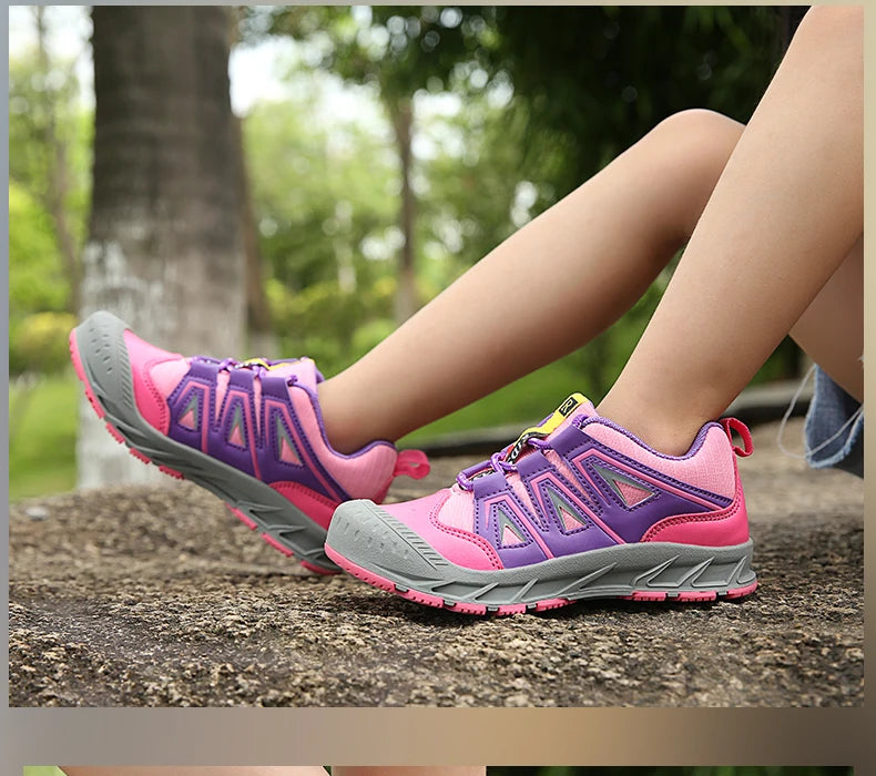 Children‘s Hiking Shoes Kids Waterproof Athletic Shoes Non-slip Boys Girls Casual Trekking Sneakers Outdoor Lace-up Tennis Shoes