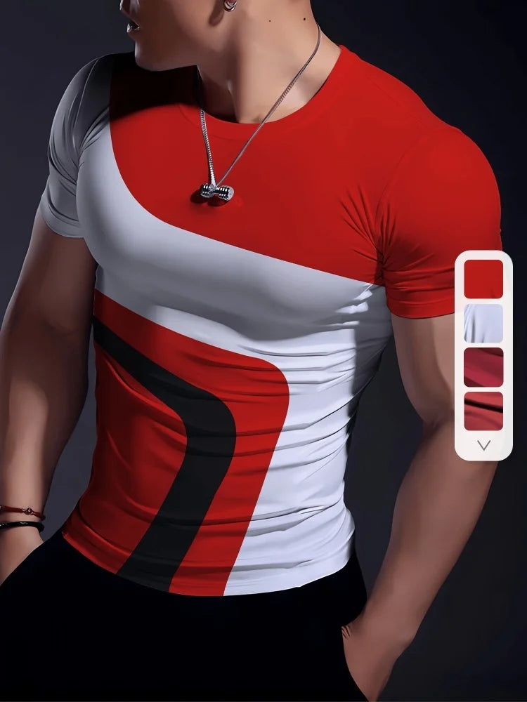 Los Angeles Text Printed Men's Sports T-shirt Summer Daily Casual Men's Short-sleeved Top Outdoor Fashion Men's Fitness T-shirt