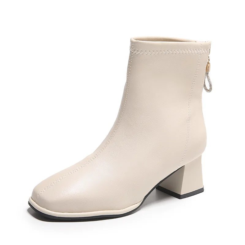 Platform Boot Shoes for Women Modern Western Black Femme Botas Punk Goth Female Winter High Heeled Shoes Round Toe Heels Botines