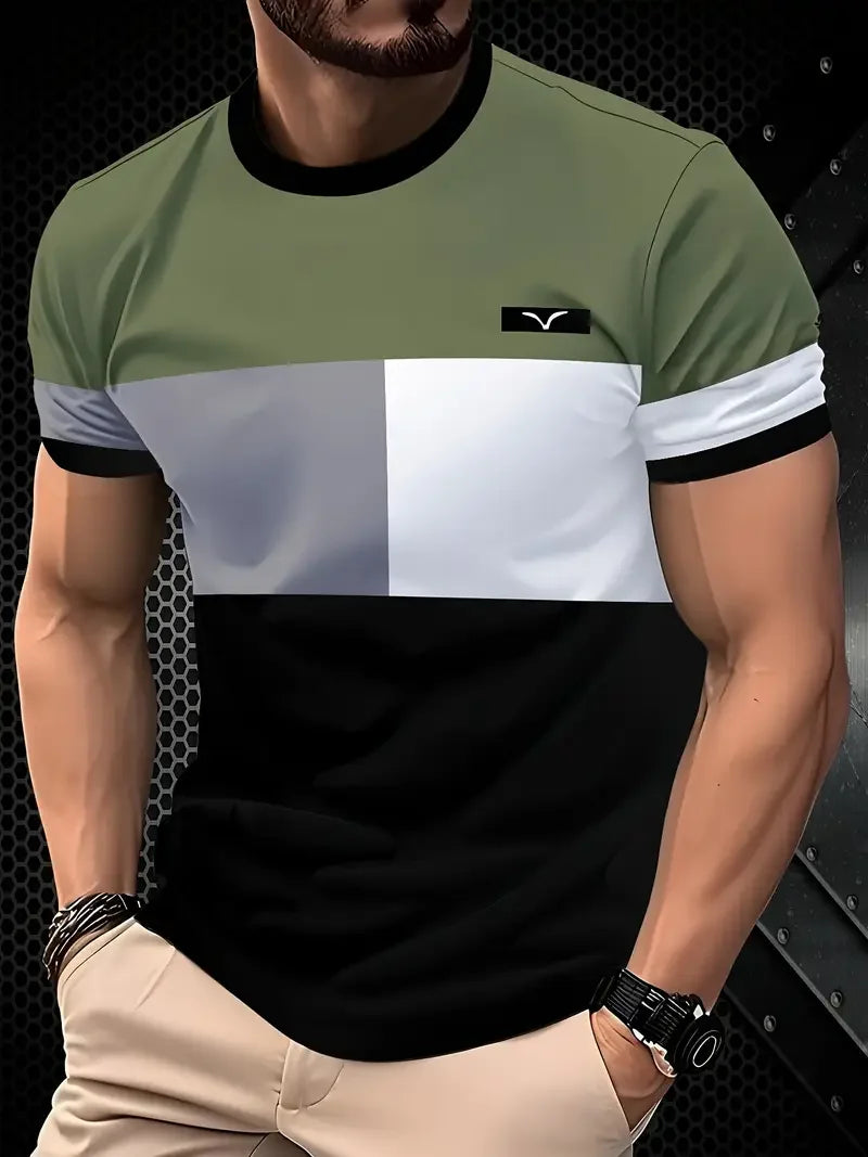 Summer Classic Men's T-shirt Outdoor Round Neck Short Sleeve Top Stripe Print Street Loose T-Shirt Male Oversized Clothing