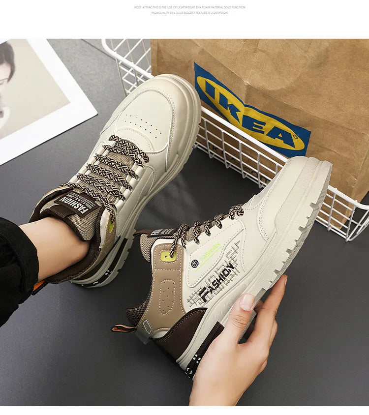 Men's Casual Boots Stylish Thick-soled Non-slip Hiking Boots Breathable High-top Sneakers Ankle Boots for Men Bottes Pour Hommes