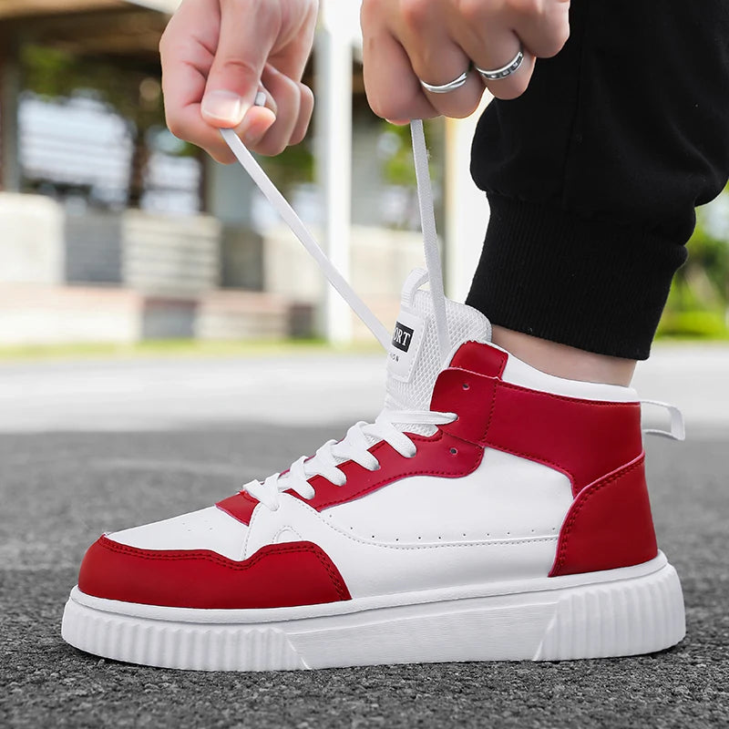 Classic High Top Men's Board Shoes Leather Casual Sports Lightweight Cosy Street Trend Walking Shoes for Men And Women