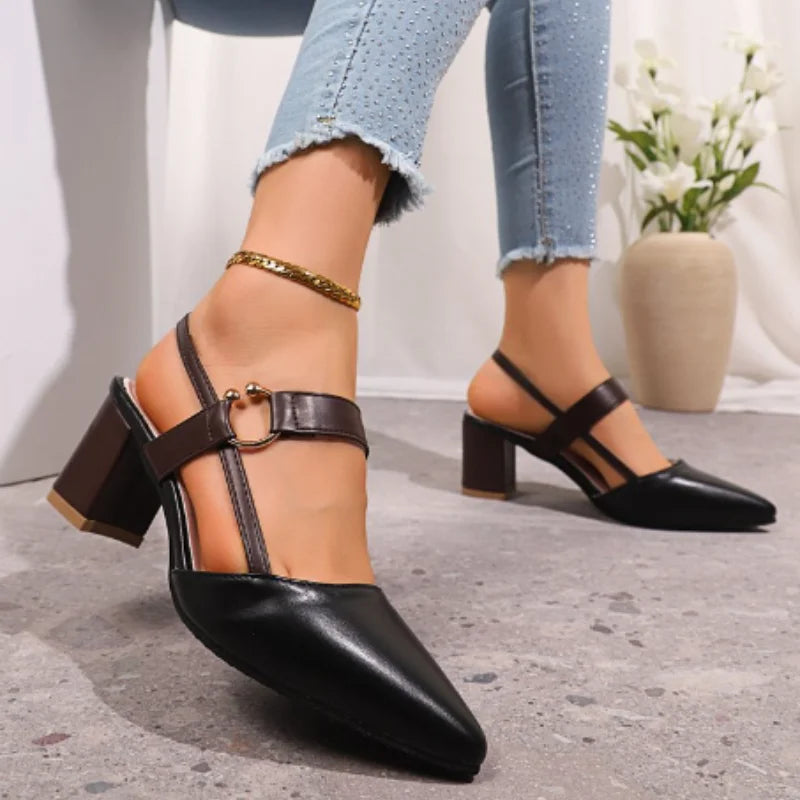 Women's Shoes Trend 2025 Shoe Genuine  Medium Heel Block Heels Mirror Luxury Designer Chunky Sandals Ladies Sexy Sandal