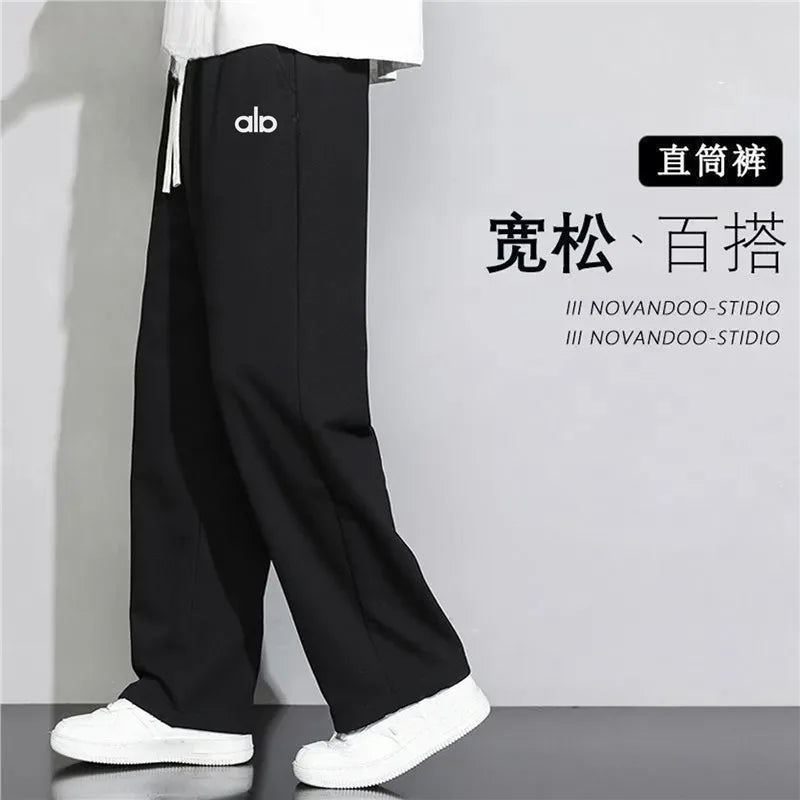 Spring Autumn Loose Wide Leg Thin Straight Leg Sweatpants Trendy Casual Sports Winter Grey Long Pants for Men And Children