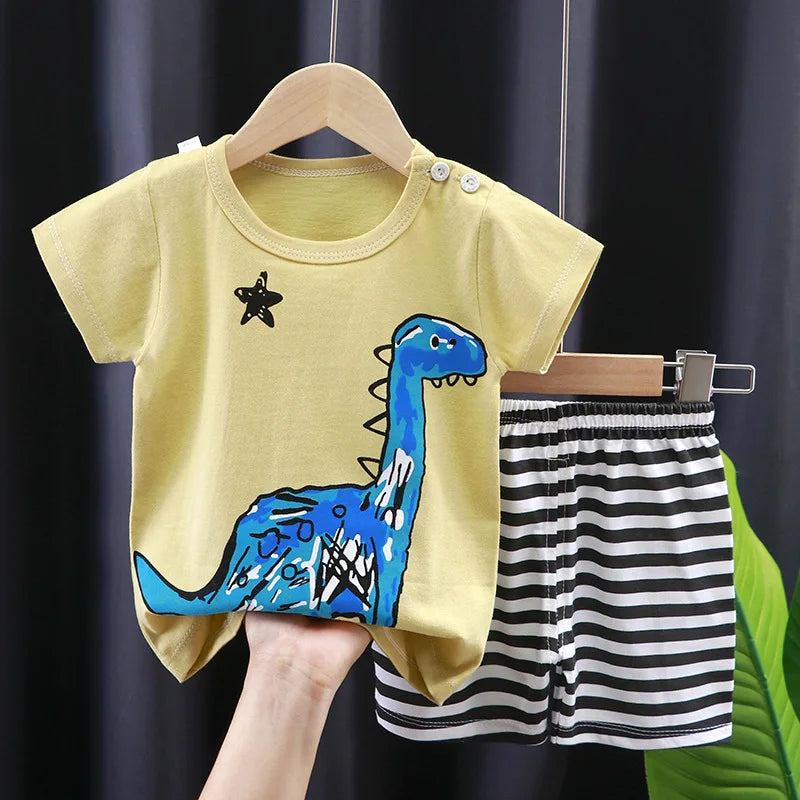 2022 New Summer Infants Clothes Short Sleeve T-shirt+shorts 2-piece For Baby Boys Girls Kids Outfit Children's Clothing Sets