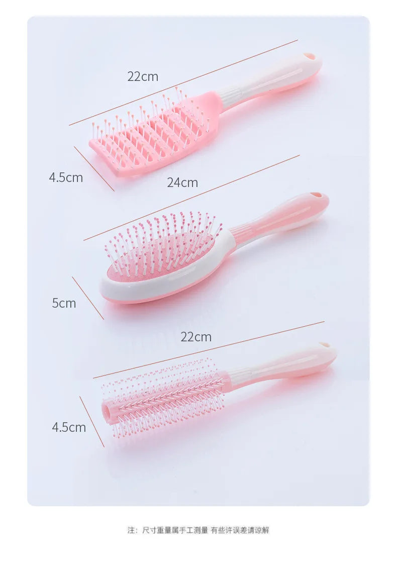 Cute Japanese Korean Massage Anti-screw Plastic Hair Brush White Curly Hair Hollow Activity Gym Untangling Hairdressing Comb