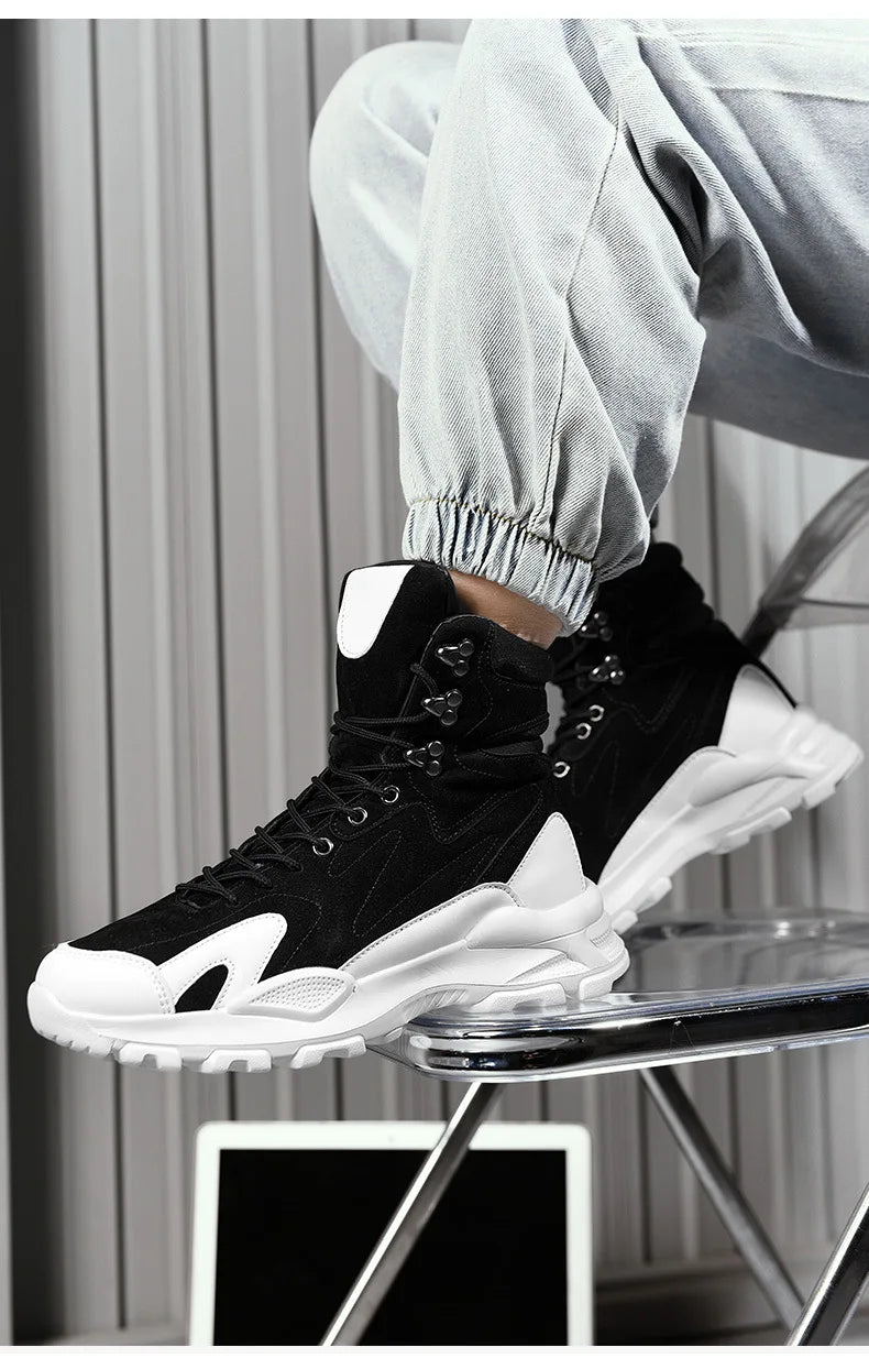Fashion Men's Boots Comfortable Men Casual Shoes Breathable High Top Sneakers for Outdoor Non Slip Ankle Boots Platform Sneakers