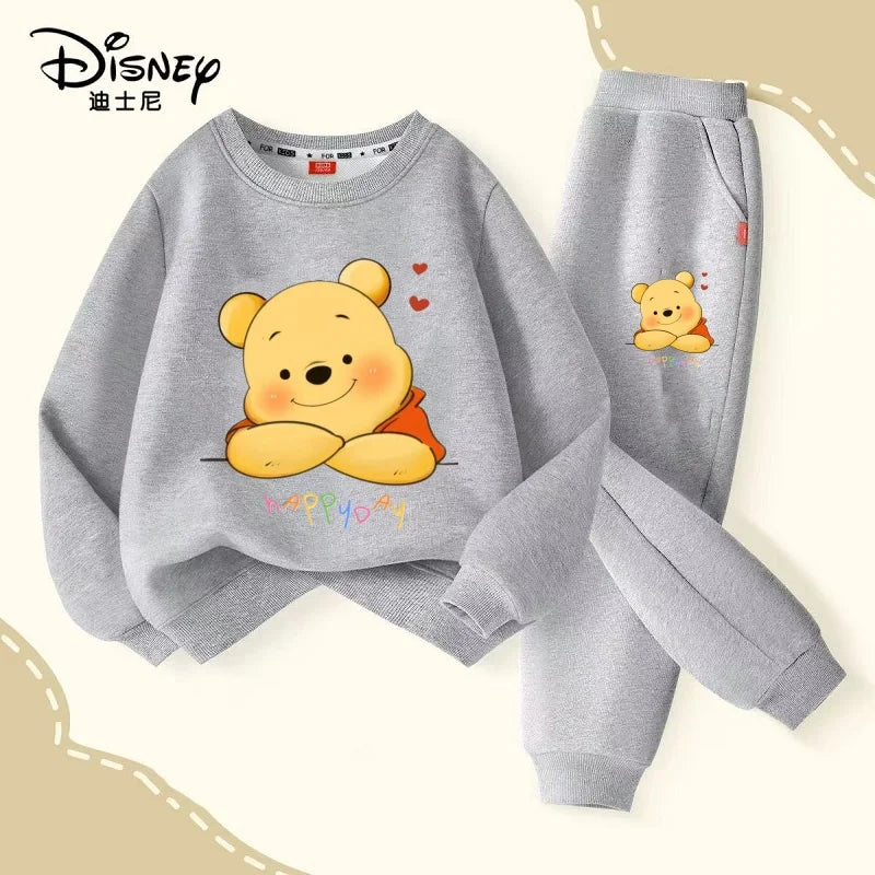 Spring Baby Girls Clothes Set Children Disney Winnie the Pooh Print Sweatshirt Top and Pants Bottom 2Pcs Suit Cotton Tracksuit