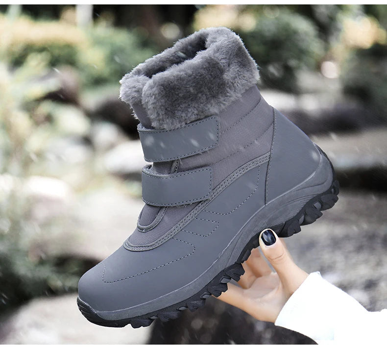 Boots for Women Platform Outdoor Snow Boots Non-slip Winter Walking Shoes Fur Warm Ankle Boots Wedge Waterproof Thigh High Boots