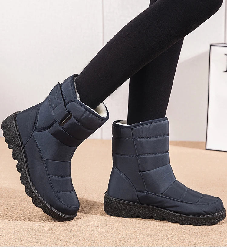Boots Woman 2025 Winter Boots Women Low Heels Snow Boots With Fur Warm Footwear Winter Shoes Woman Luxury Middle Botas Mujer