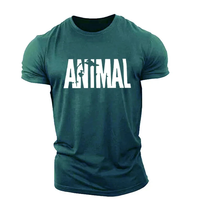 Animal Letter Minimalist Style Fashion Men's T-shirts Short Sleeve O-Neck Sportswear Oversized Gym Tops Street Men Women T Shirt