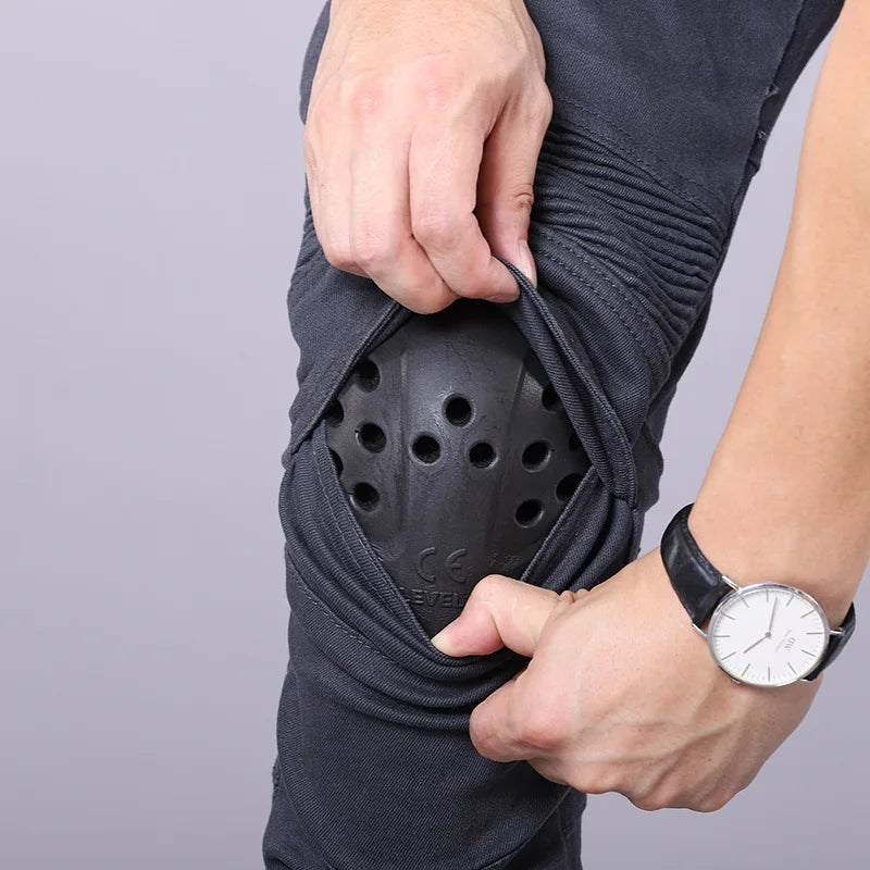 Riding Jeans Man Pants Motorcycle Racing Pant Multiple Pockets Men Denim Tactical Cargo Pants Men's Jeans with Knee Protectors