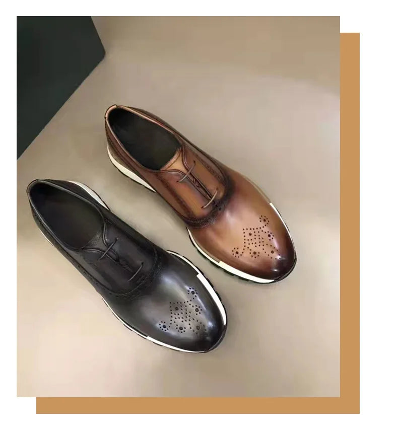 Classic Basic Style Men Oxford Shoes Genuine Leather Solid Color Men Daily Outdoor Shoes Men Nature Leather Sneakers