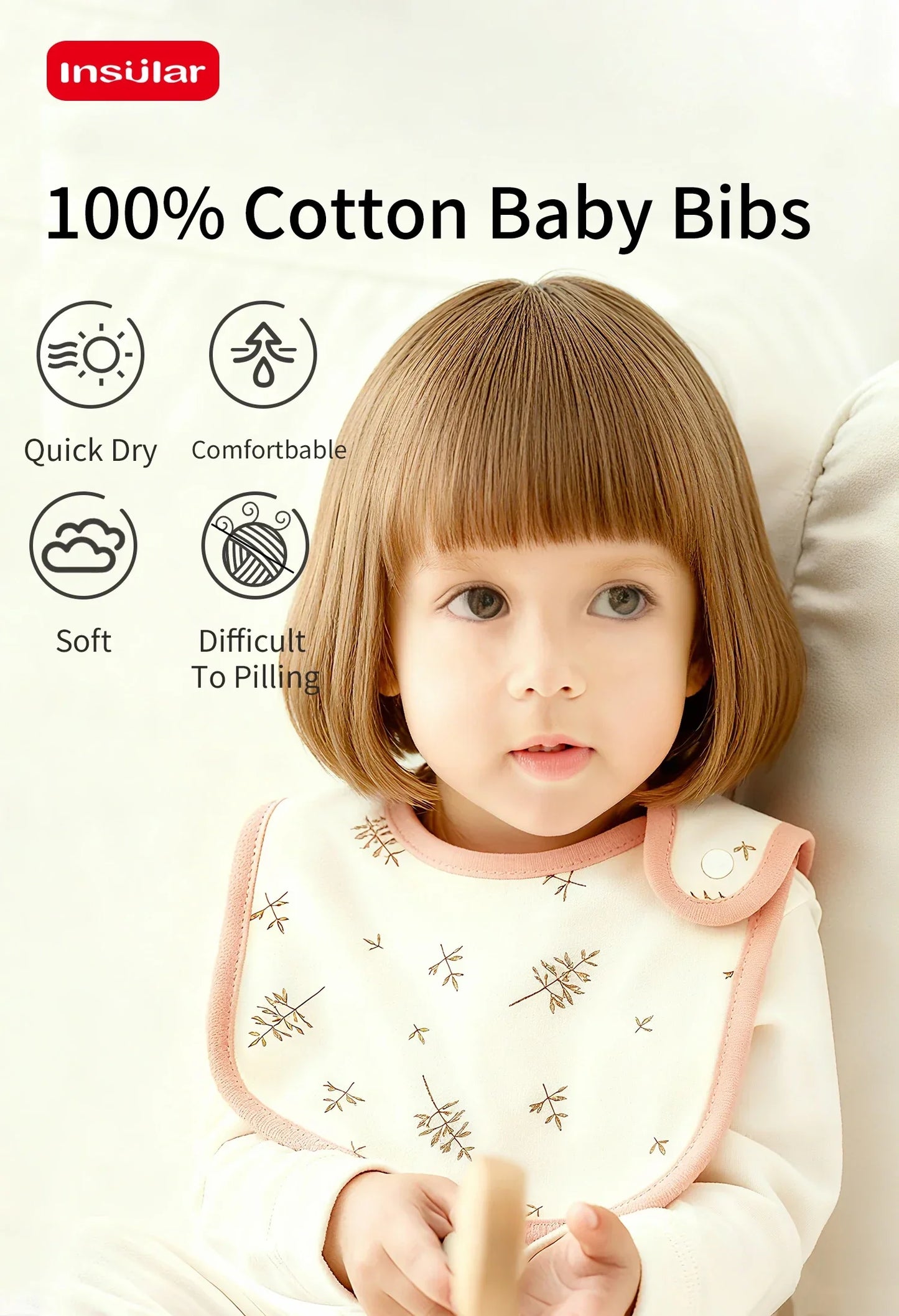 5 Pcs/set Baby Bibs U-shaped Infant Saliva Towel Easy to Wipe Kids Eating Cloth 100% Cotton Anti-spitting Skin-friendly 1-3Y