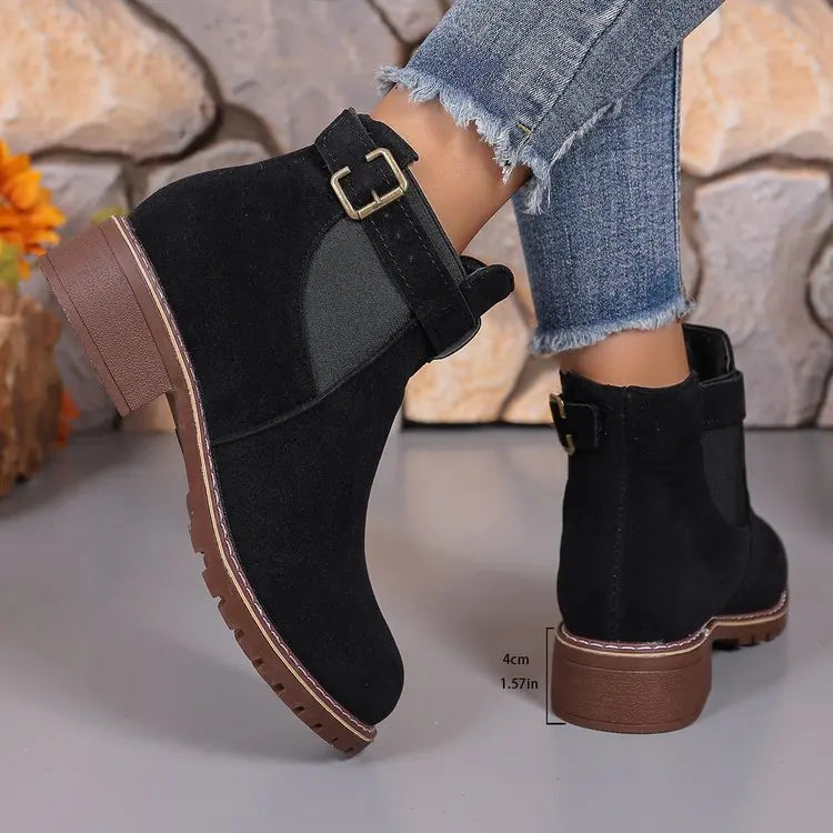 Autumn Winter Women Boots High Quality Belt Buckle Women Platform Boots Fashion British Style Round Toe Ankle Boots Women Shoes