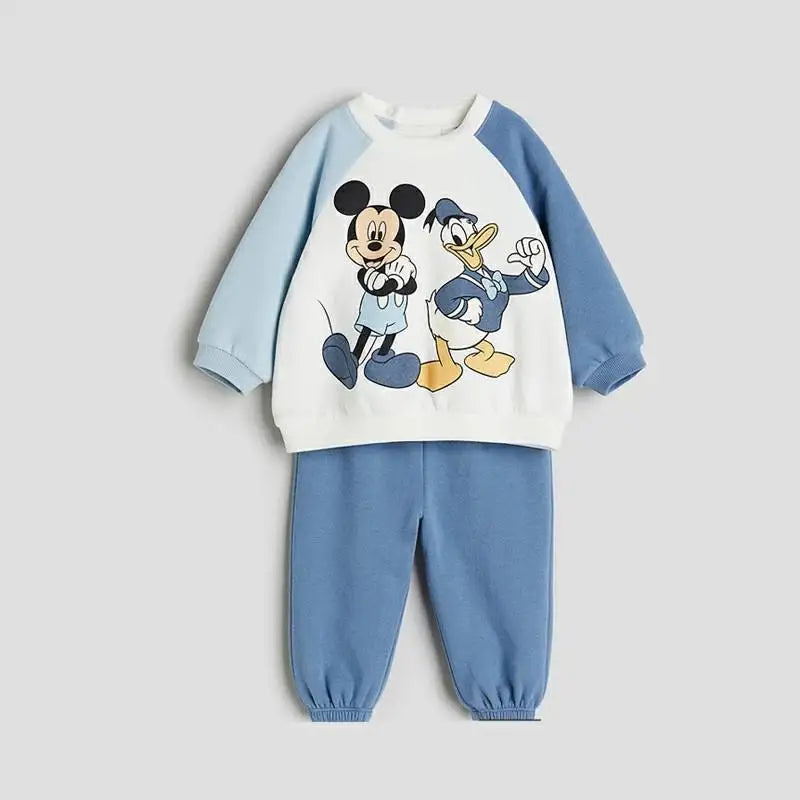 2024 Autumn New Cartoon Mickey Sweatshirt + Sweatpants 2pc/set For Boys Clothes Boutique Fashion Kids Tracksuits Children Outfit