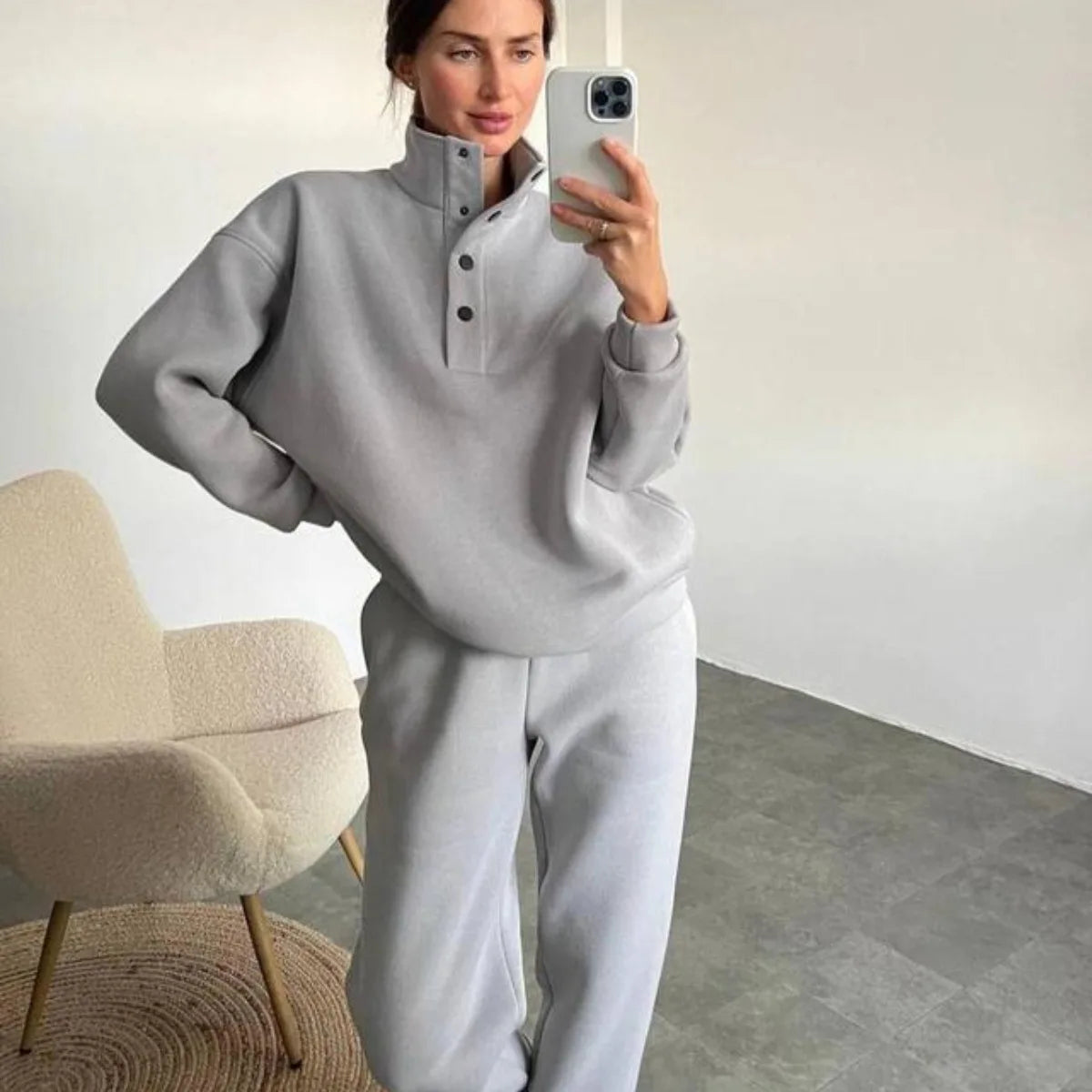 Oversized Solid Casual Pullovers Long Pant Set Warm Hoodie  New Tracksuit Suit Fashion pant sets sets for women 2 pieces