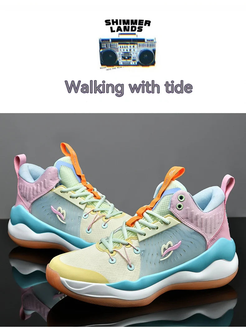 Basketball shoes for men breathable youth students grip anti-slip cushioning high elastic professional training sports shoes