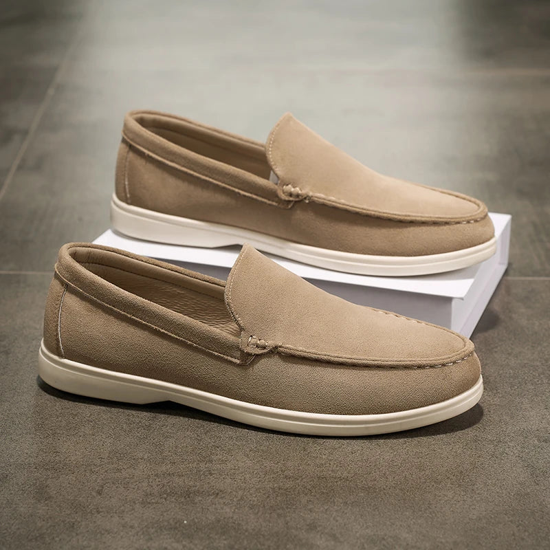 2025 New Men's Slip-On Shoes - Lightweight Solid-Color Classic, Comfortable One-Step, Driving & Street Versatile Casual Footwear