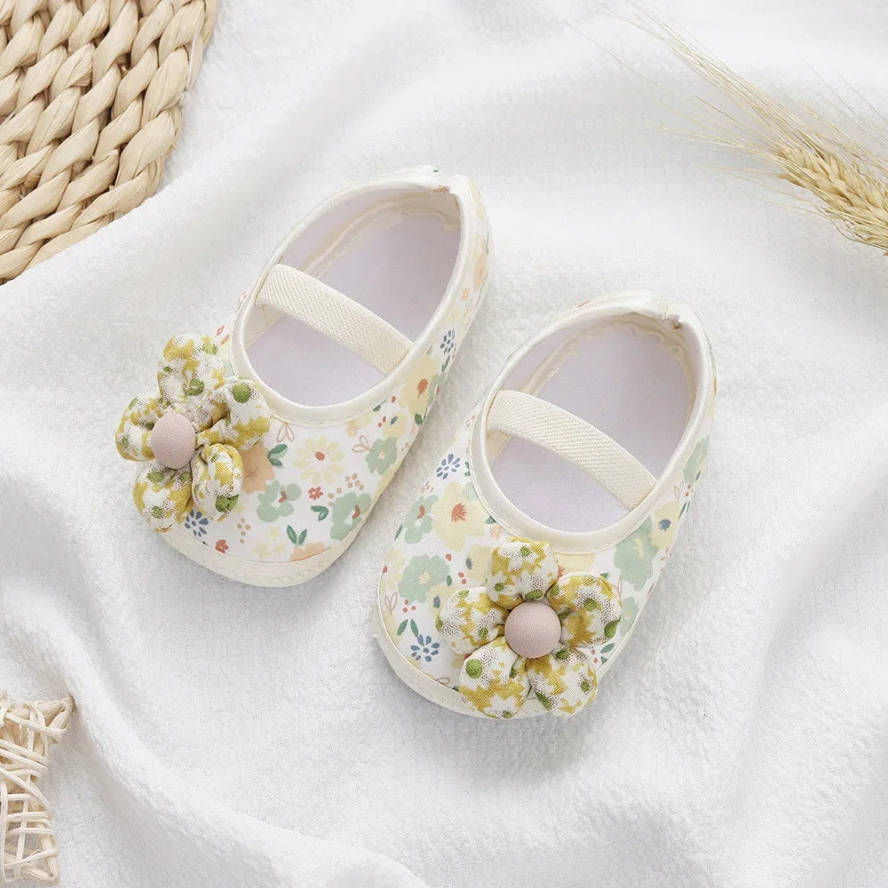 Baby Shoes for Kids Girls Colorful Flowers Princess Shoes Infant Toddler Soft Cotton Anti-slip First Walkers Shoes 0-18 Months