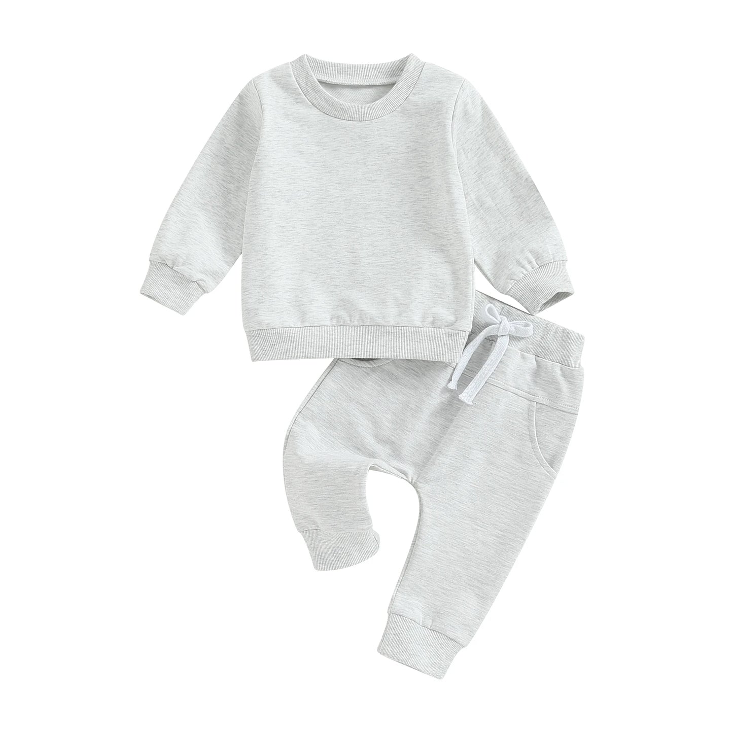 Pudcoco Baby Boy 2 Piece Cute Outfit Solid Color Long Sleeve Sweatshirt and Elastic Pants Set Newborn Infant Fall Clothes 0-3T