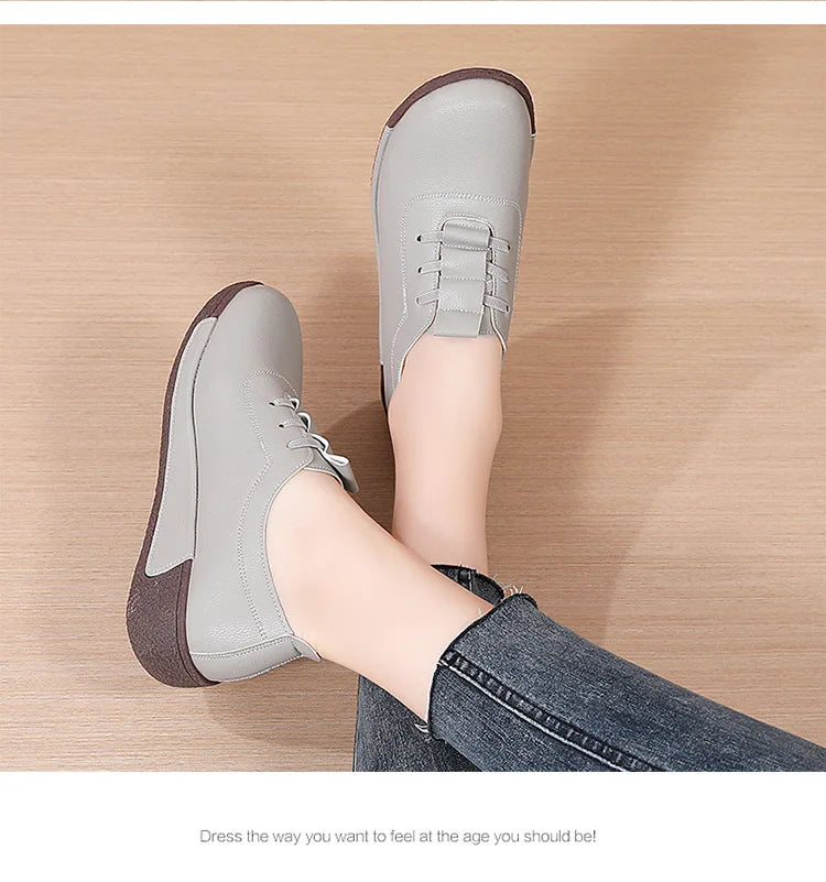 2025 Women Casual Shoes Genuine Leathe Platform Loafers for Women Wedge Sneakers Zapatos Mujer Fashion Slip on Ladies Moccasins