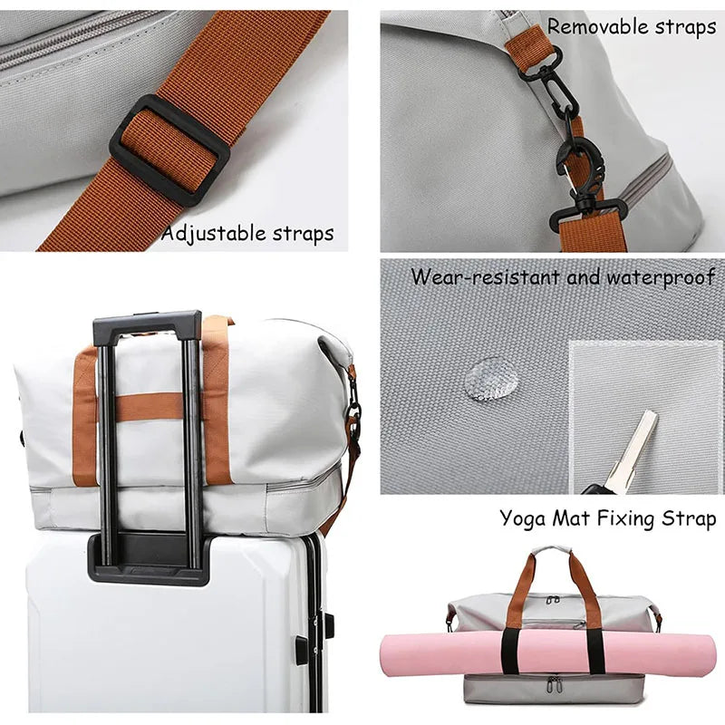 Weekend Sports Bags for Women with Shoe Compartment Travel Shoulder Bag Carry On Personal Item Handbags Gym Bag
