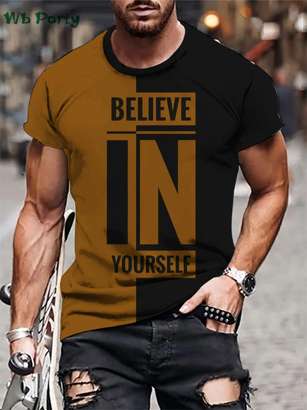 Believe in Yourself Graphic Print Clothes Men Designer T shirt Men's Summer Clothes Y2k Clothes O-Neck Men Short Sleeve Tee Tops