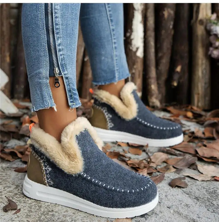 Boots Woman 2025 Trend Snow Flat Shoes Women Platform Women Shoes Fashion Ankle Boots Plush Botas Mujer Women's Winter Boots