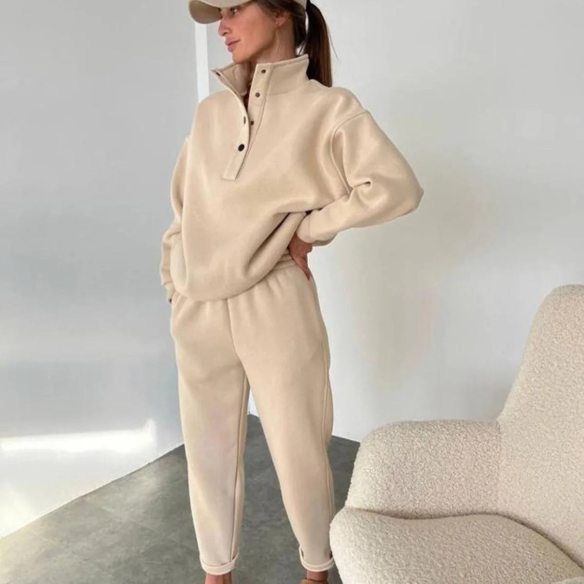 Oversized Solid Casual Pullovers Long Pant Set Warm Hoodie  New Tracksuit Suit Fashion pant sets sets for women 2 pieces