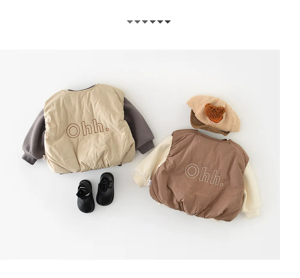 LILIGIRL Winter Baby Vest Thicken Letter Toddler Girls Waistcoat Simple Warm Infant Fleece Padded Coat 6M-3T
