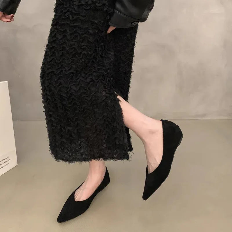 Women's Fashion Flat Shoes 35-39 Pointed Toe Shallow Mouth One Foot Stirrup Single Shoes Comfortable Soft Bottom Women's Shoes