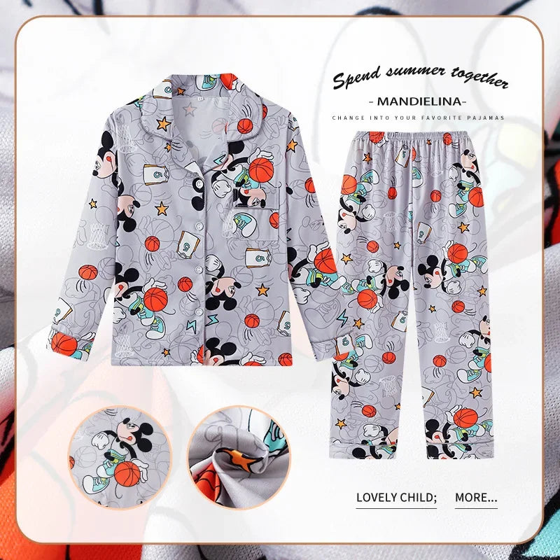 New Children's Capybara Pajamas Set for Spring Autumn Lapel Long Sleeves Girls Boys Loungewear Set For Older Kids Clothes Set