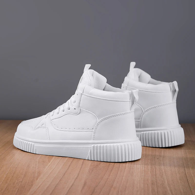 Classic High Top Men's Board Shoes Leather Casual Sports Lightweight Cosy Street Trend Walking Shoes for Men And Women