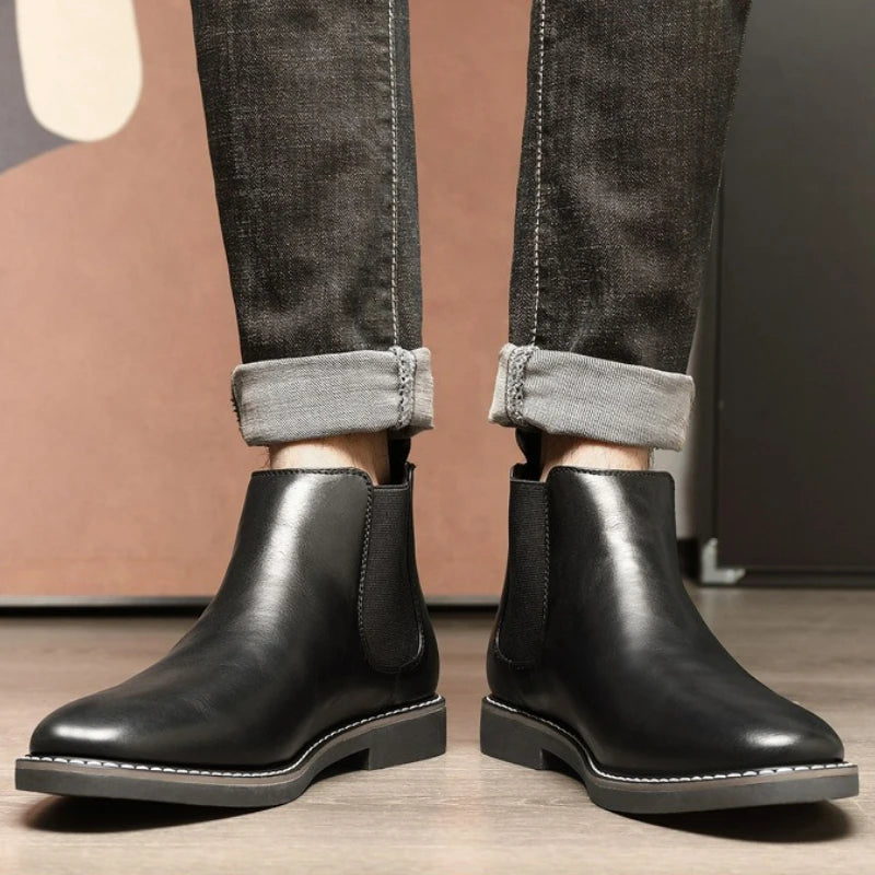 Men's Boots Fashion Chelsea Boots New Business Male Ankle Boots High Top Casual Leather Boot Plus Size British Style Dress Boot