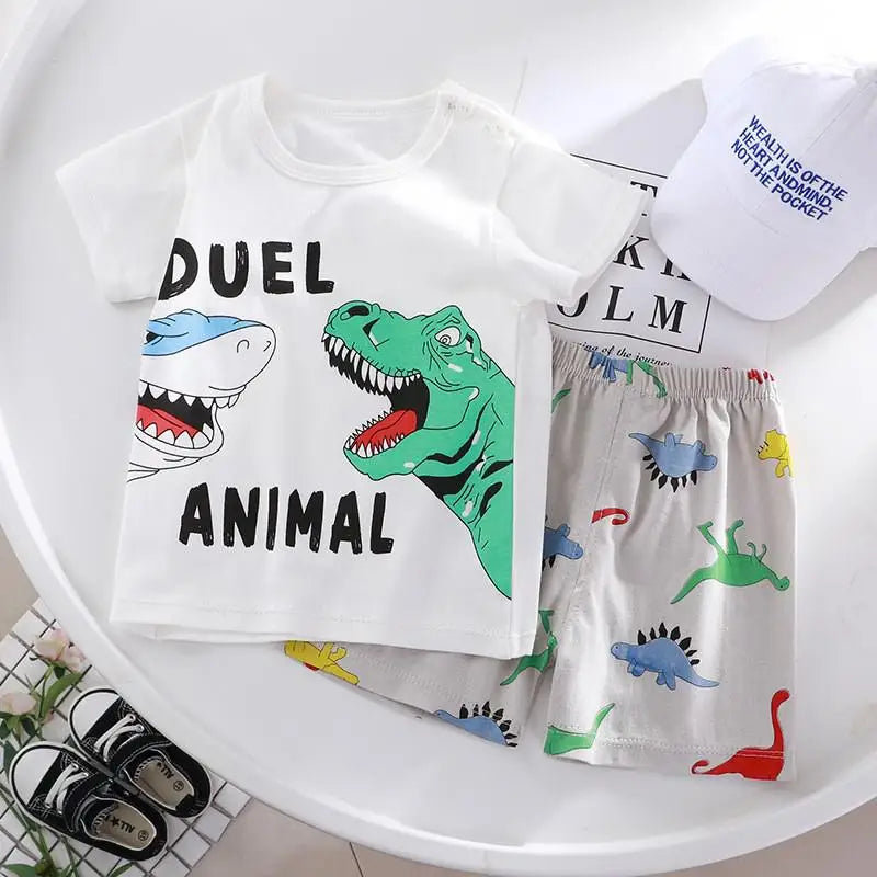 2022 New Summer Infants Clothes Short Sleeve T-shirt+shorts 2-piece For Baby Boys Girls Kids Outfit Children's Clothing Sets