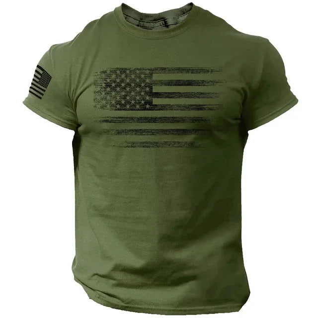 2024 New Gym T-shirt for Men 3d Print USA Flag T Shirt Oversized Casual Short-sleeved Summer Sportswear Men's Clothing Tees Tops