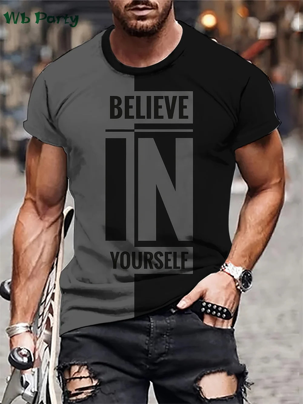 Believe in Yourself Graphic Print Clothes Men Designer T shirt Men's Summer Clothes Y2k Clothes O-Neck Men Short Sleeve Tee Tops