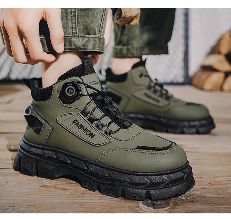 British Style Men's High Boots Fashion Outdoor Comfortable Work Boots Autumn Winter Mens Non-slip Wear-resistant Platform Boots