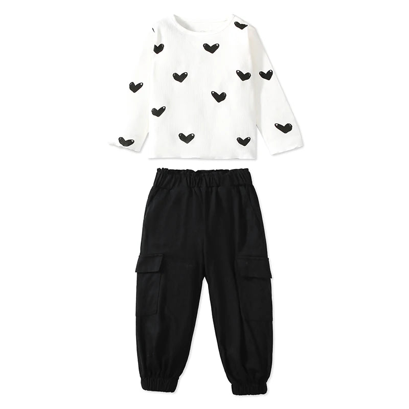 Little maven Children's Clothing Set Toddler Girls 2025 Autumn Spring Cartoon Bowknot Outfits for Kids Clothes Top+Pant Sets