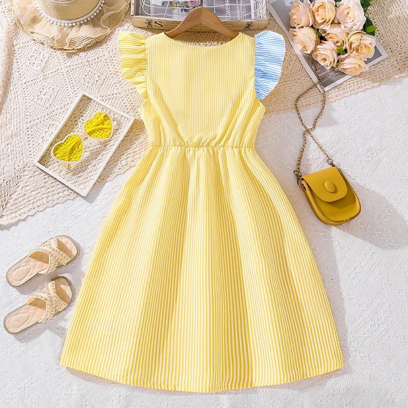 Kids Dress For Girls 8-12 Years Summer Girls Dopamine Dress Graduation Birthday Party Event Fresh Sweet Style Girls Dress