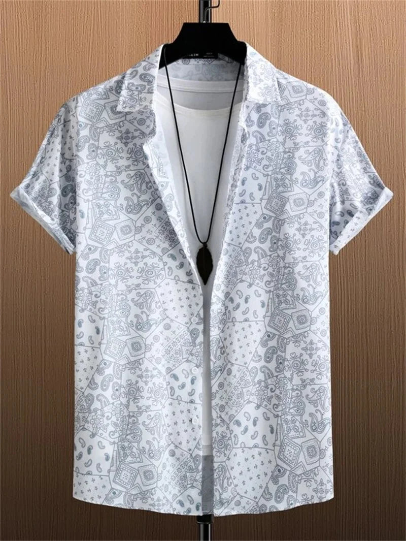 Hawaiian 3D Plant Shirt Men's Beach Vacation Tops Street Leisure Outdoor Clothing Men's Summer Fashion Short Sleeve Shirts