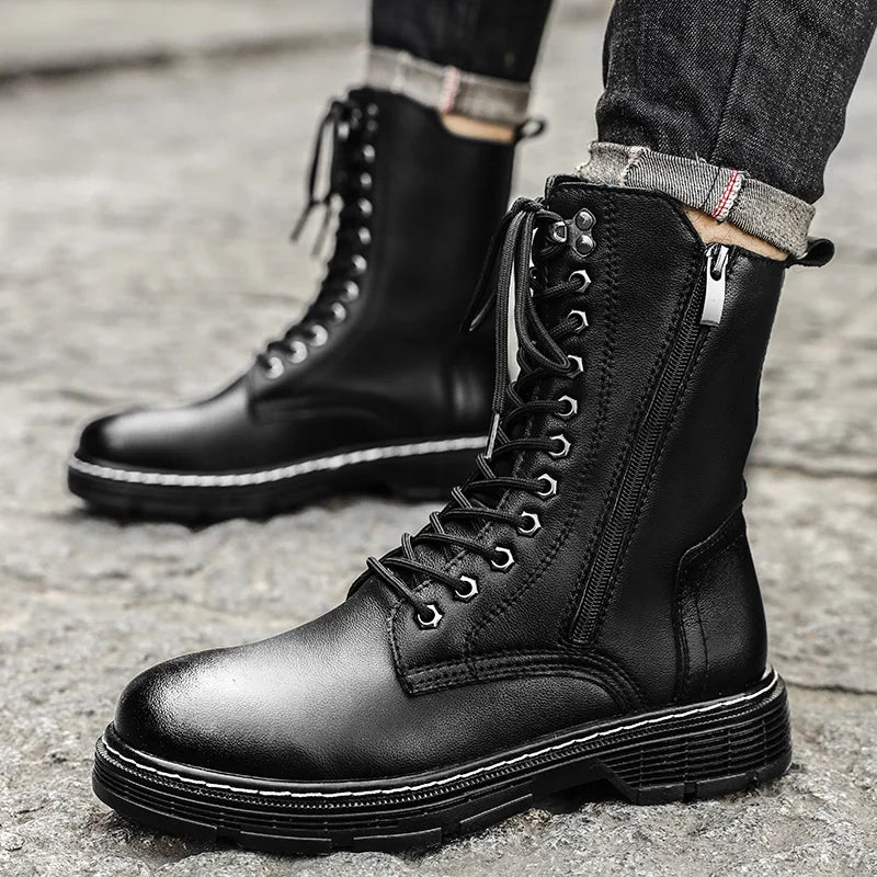 Men Boots Men's High-Top Tooling Boots British All-Match Trendy Non-slip Mens Shoes Autumn Winter Men Platform Boots 2023 New
