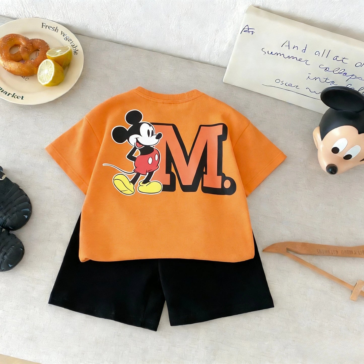 New Style Cartoon Car Fashion Boys T-shirt Shorts Two Piece Set Children's Summer Clothes Casual Versatile Kids Short Sleeve Set