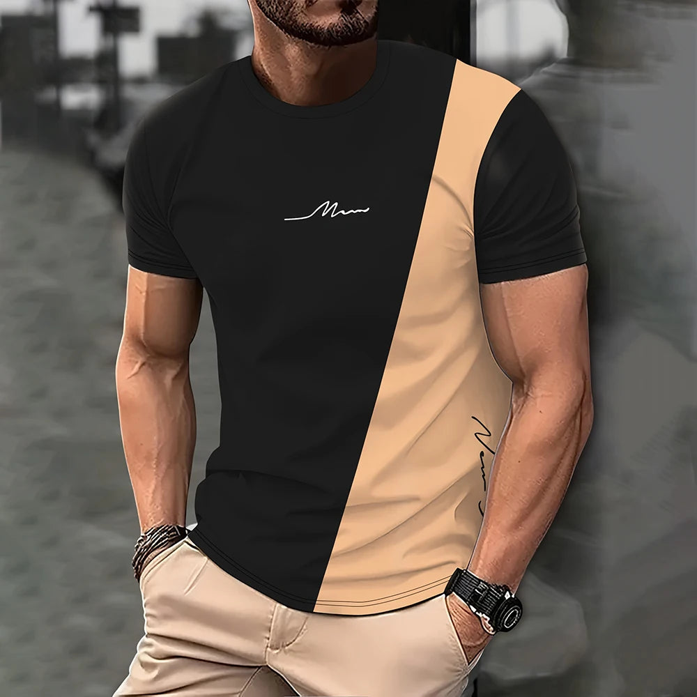 Men's T-shirt Letter Never Give 3D Printing Casual Short Sleeve T Shirts Oversized Men T-shirt Clothing Tops Outdoor Streetwear