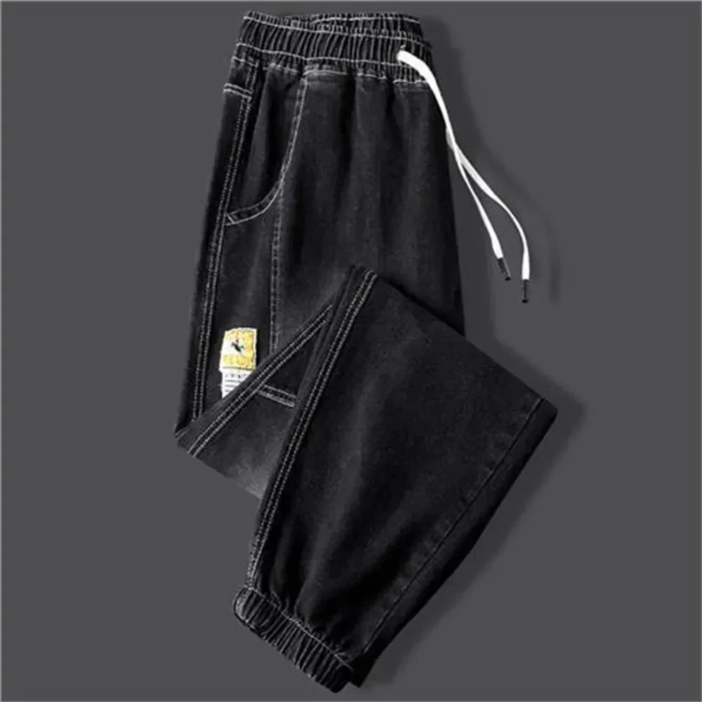2023New Men's jeans Winter Fleece Jeans Thick Warm Denim Pants Men Streetwear Black Joggers Harem Jean Thermal Trousers