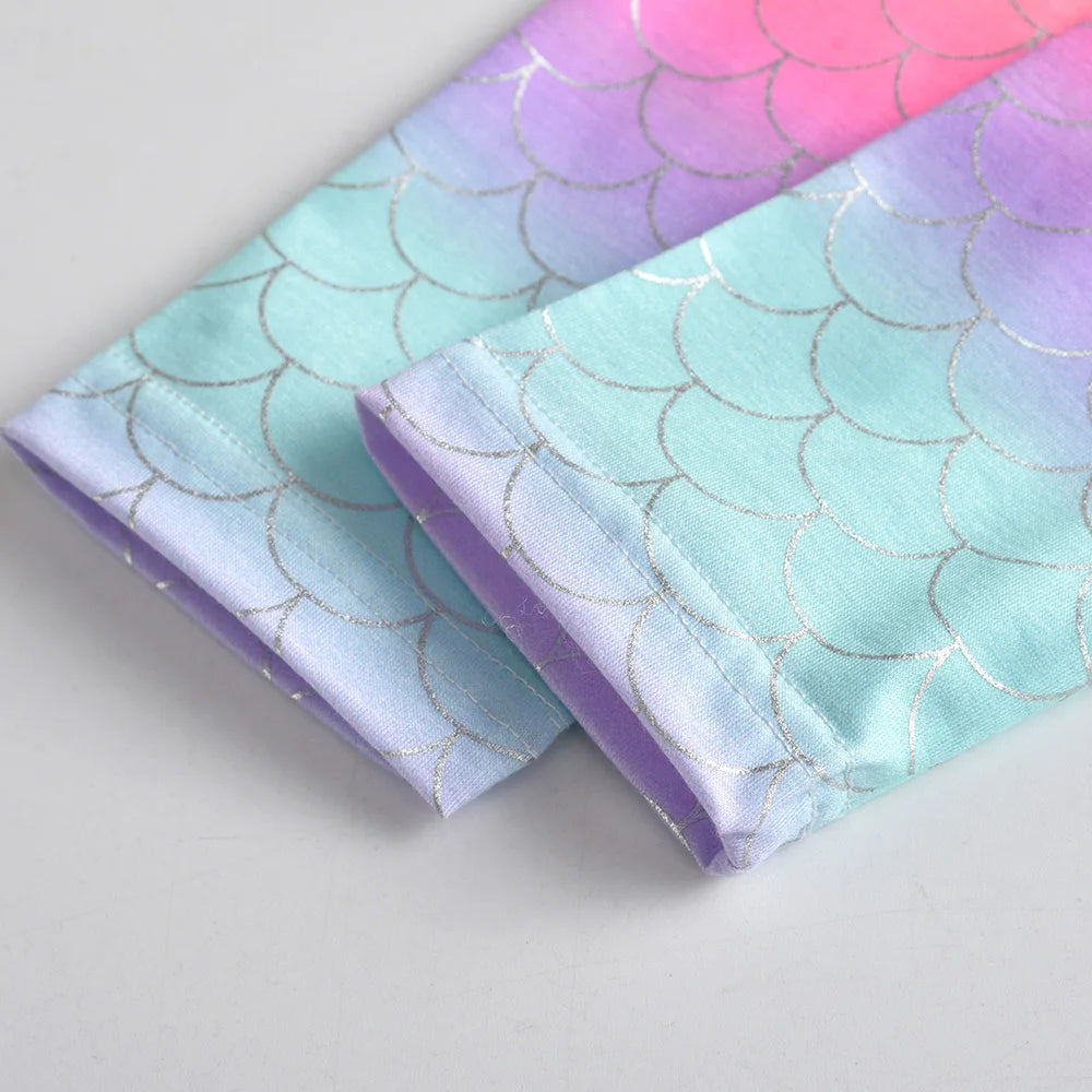 VIKITA Girls Cartoon Pink Outfits Kids Rainbow Striped Cotton Sweatshirt and Colorful Leggings Children Clothing 2 Pcs Sets