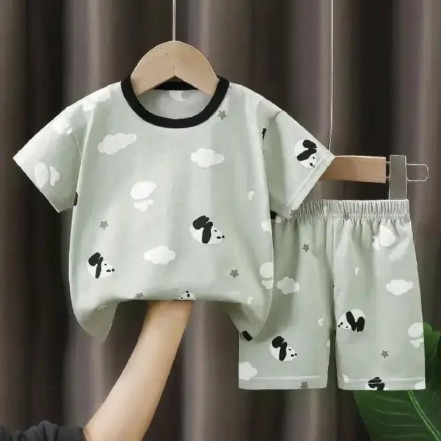 Children's Short Sleeve Set Summer Boys' Clothing Girls' T-shirt Baby Summer Clothing 2025 Children's Clothing