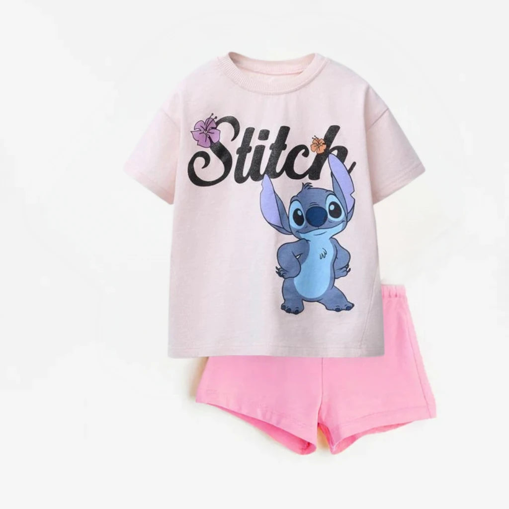 Cartoon Cute Baby Girl Short Sleeve Suit T-shirt + Shorts 2025 New Summer Clothing Fashion Trendy Children Tshirts Tracksuits