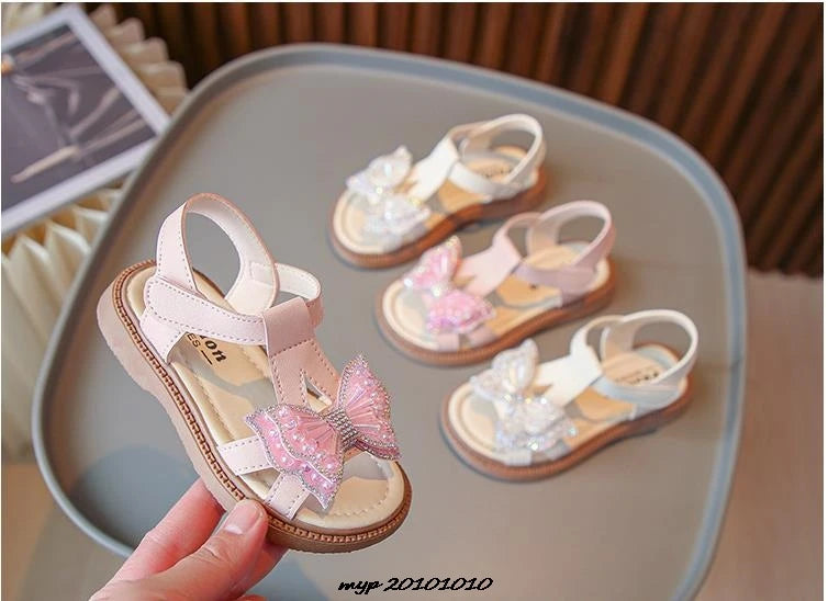 Kids Sandals Girls Shoes Summer New Arrival Beach Shoes with Slip-Resistant Soles Princess Style Sweet Exquisite 23-36 Size